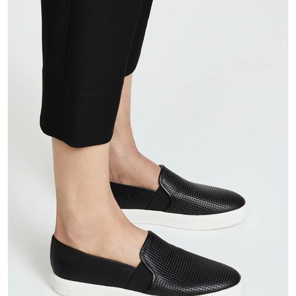 Vince Black Leather Slip On Farran Sneakers with Textured Leather